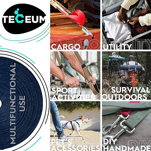 Image of TECEUM 3 /4 inch & 5 /8 inch & 1 inch & 1.5 inch & 2 inch Webbing - 10 25 50 Yards - 40+ Colors - Heavy Duty 1 Inch 1.5 Inch 2 Inch Backpack Straps - Webbing for Outdoors Indoors Crafting DIY