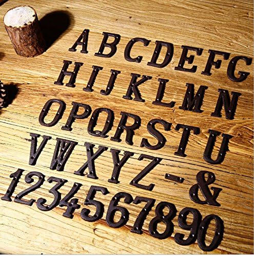 Miniatura 3 de Letras del abecedario de 3" en metal de hierro fundido decorativas, estilo clásico, para colgar letreros de pared, dirección, nombre, letrero con la