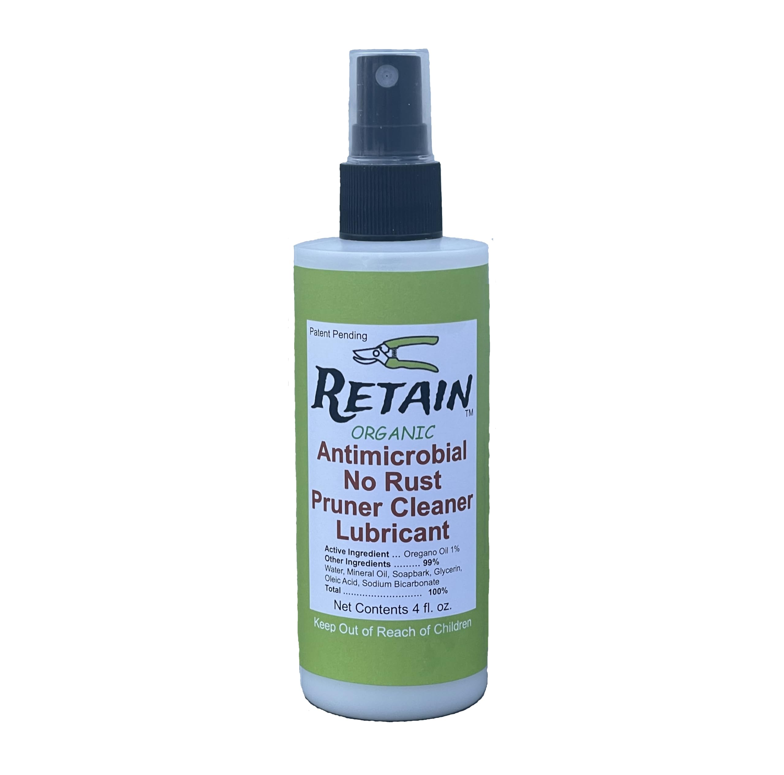 Amazon.com: RETAIN Organic Pruning Tool Cleaner, Lube, No Rust 4 oz Spray :  Patio, Lawn & Garden