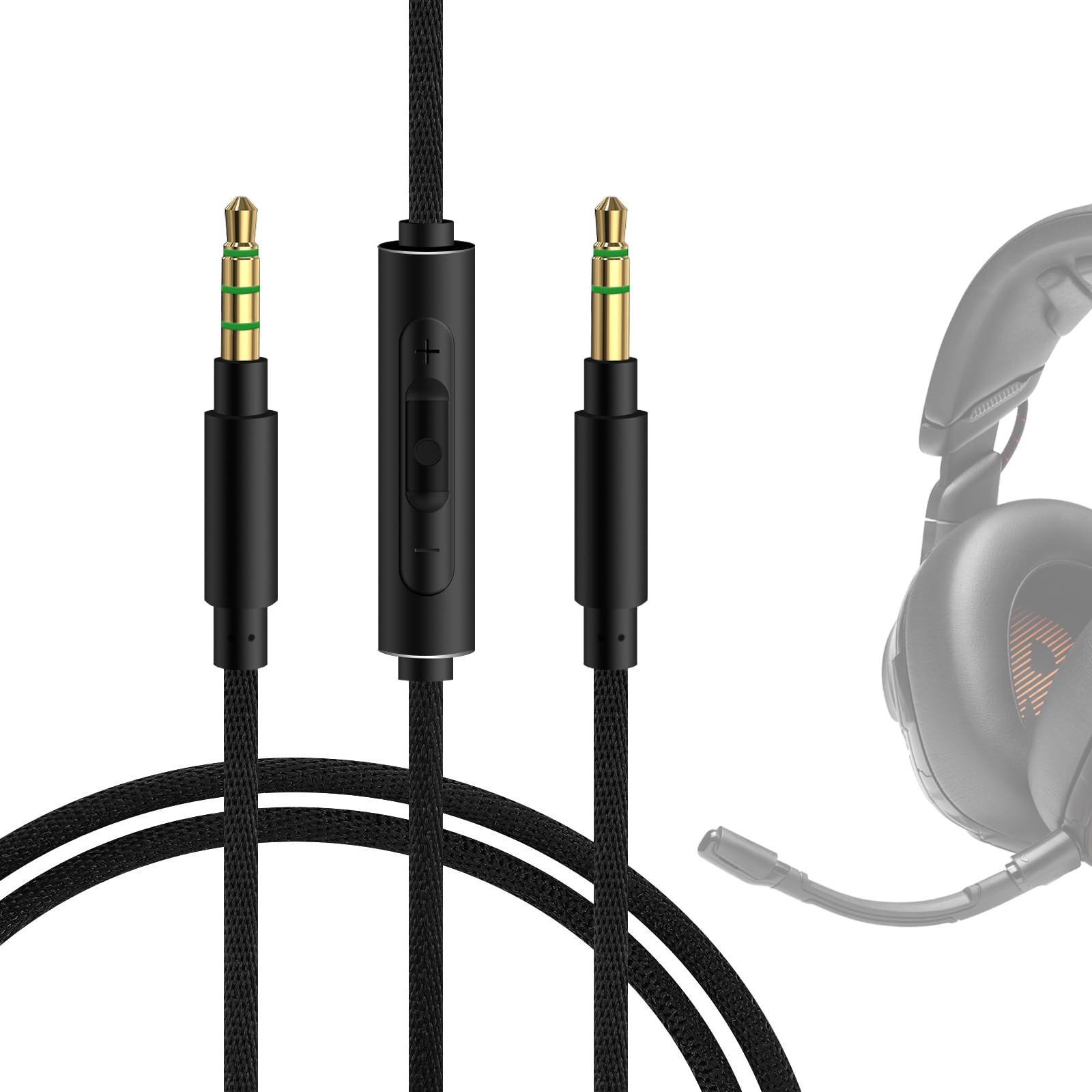 GEEKRIA Audio Cable with Mic Compatible with JBL Live 670NC Headphones Cable, 3.5mm Replacement Stereo Cord with Inline Microphone and Volume Control (4ft/1.2m)