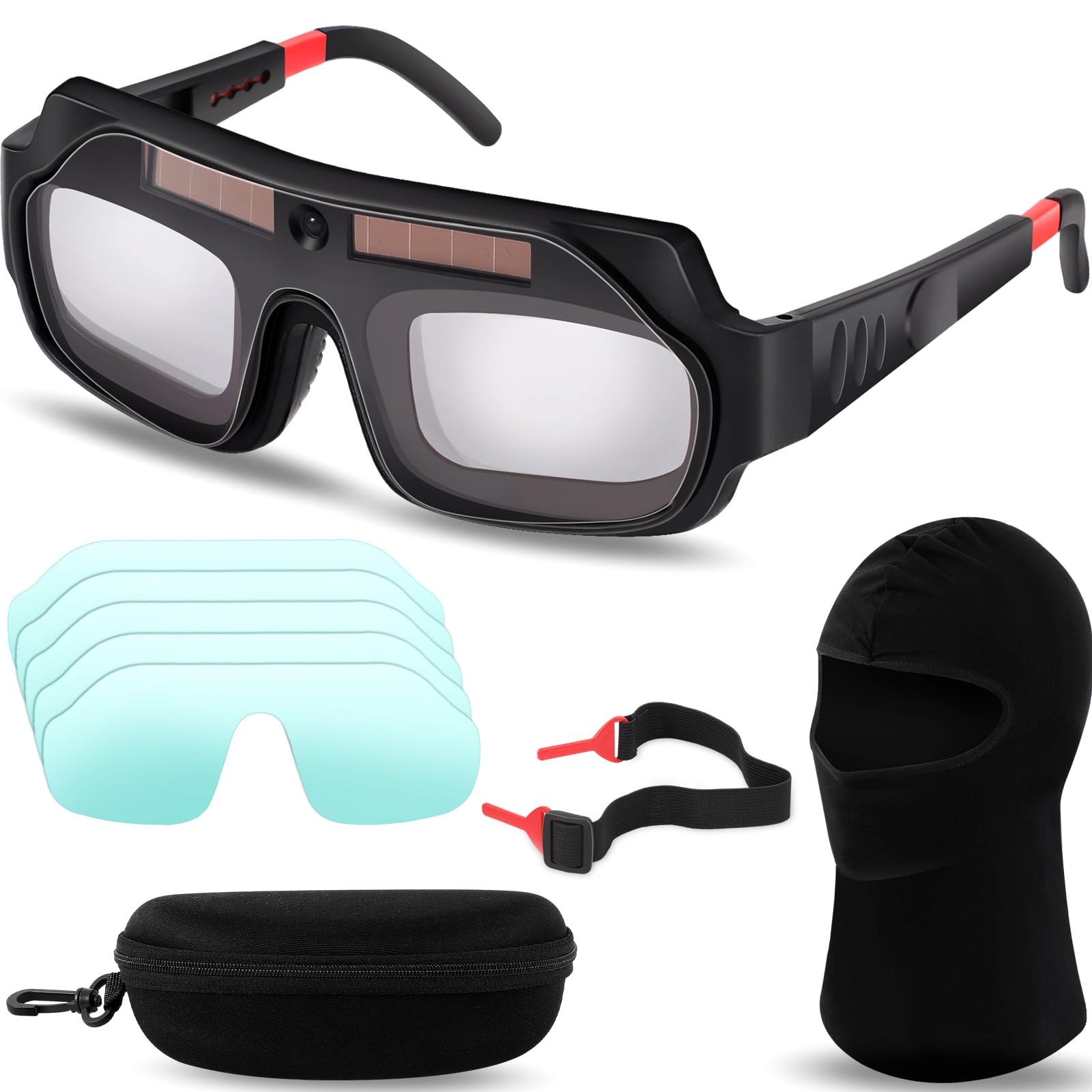 Tellegloww 1 juego de gafas de soldadura solar, gafas de soldadura con oscurecimiento automático, máscara de casco con lentes de repuesto (lentes de color real)
