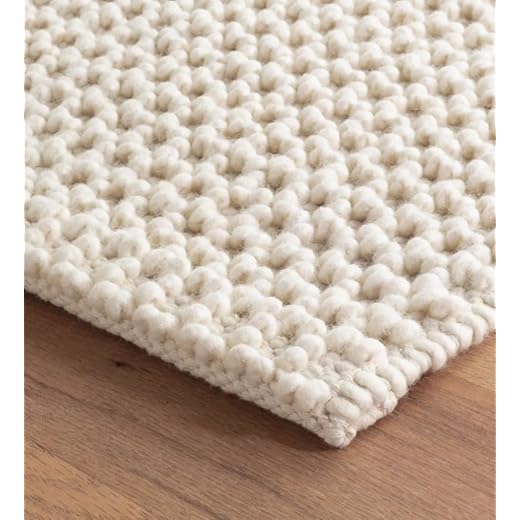 The Knitted Co. Handwoven Wool Area Rug - Hand Woven Natural Carpet Rugs- Bedroom Living Room Dining Room (Ivory- 9'x12')