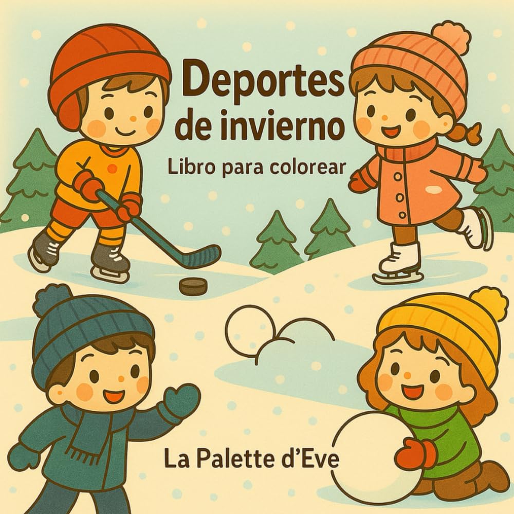 Deportes de Invierno Kawaii – Libro para colorear divertido y relajante para niños y adultos: Escenas invernales adorables para colorear – patinaje, ... guerras de nieve y momentos acogedores