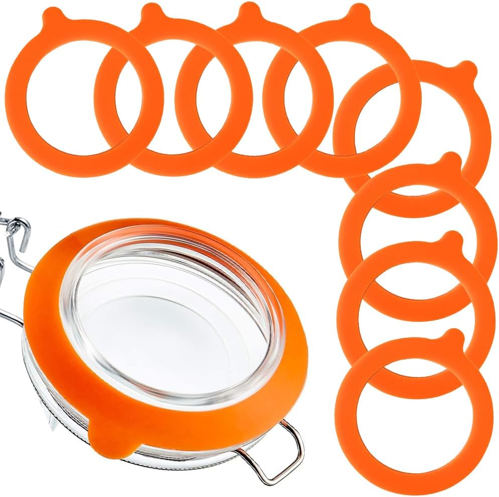 8pcs 3.75" Silicone Jar Gaskets Silicone Gasket, Leak Proof Jar Seal Accessories, Rubber Seals for Glass Jars, Suitable for Mason Jars Lids(Orange)