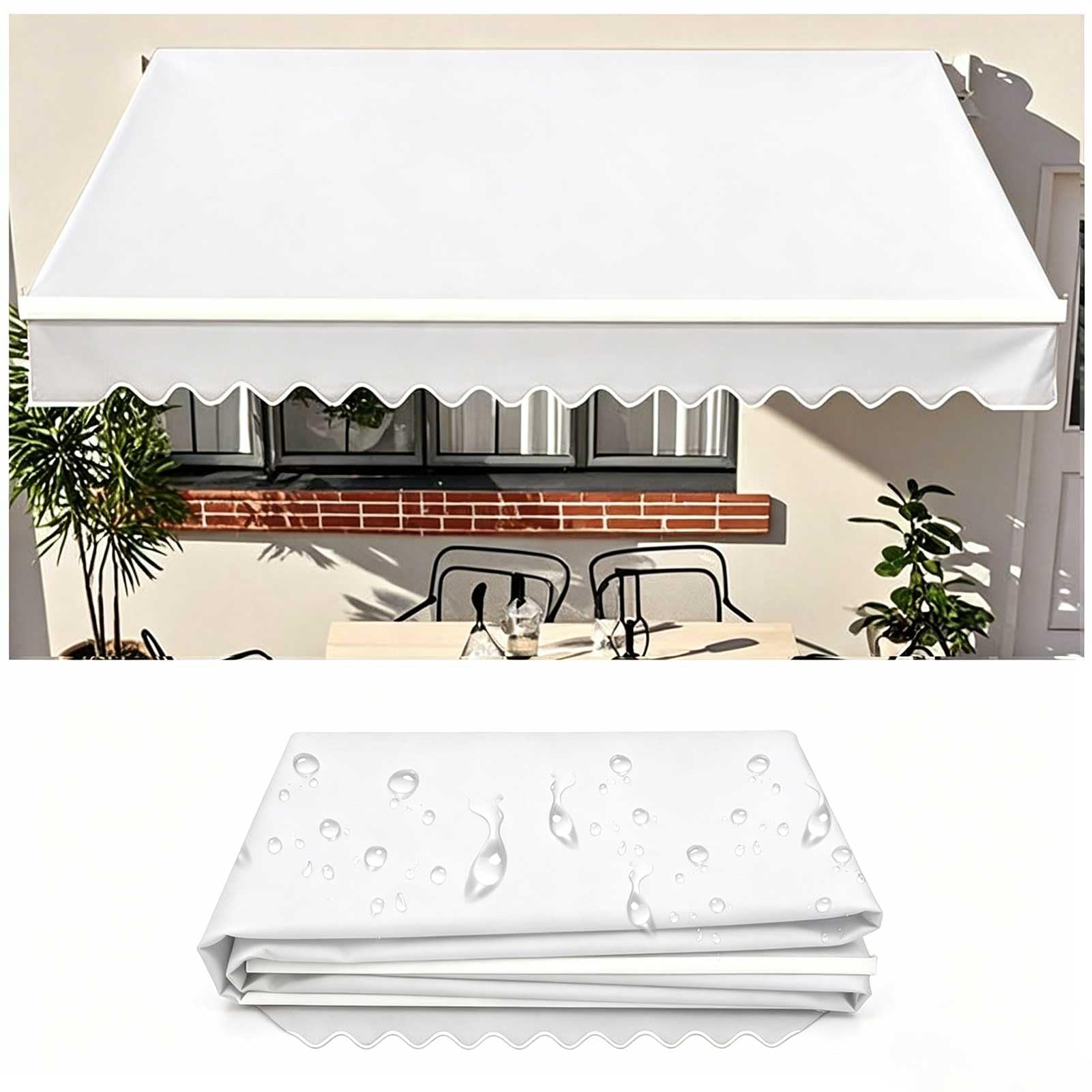 RV Awning Fabric Replacement Retractable Awning Fabric, 2m/2.5m/3m Sunshade Shelter Canvas 3.5x2.5m Outdoor Polyester Canopy Waterproof Replacement Awning Cover, White
