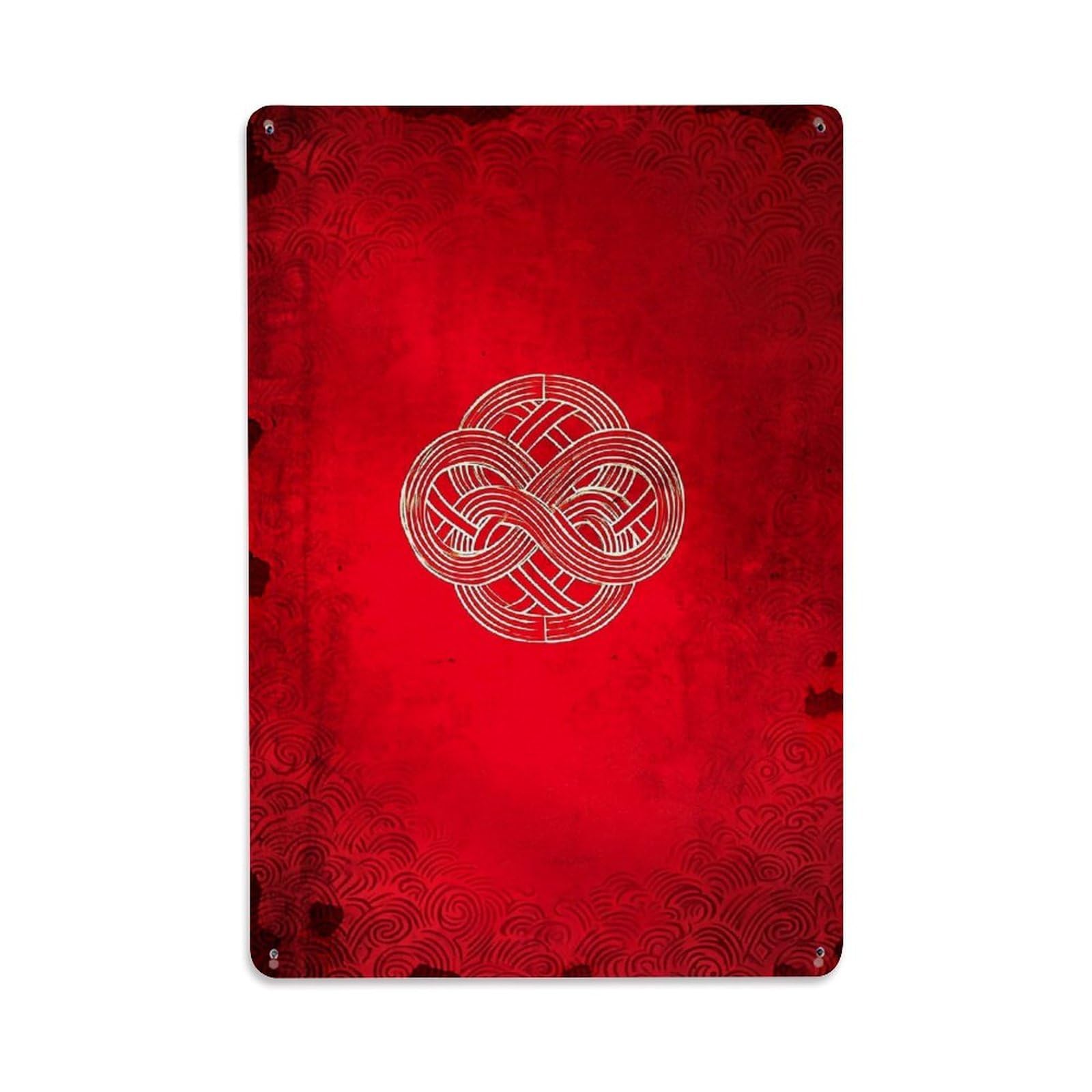 Jdfenggu Vintage Celtic Knot On Red Background Retro Metal Tin Sign, Metal Poster For Bar, Home, Man Cave, Kitchen, Laundry Room Art Decor 8X12 Inch