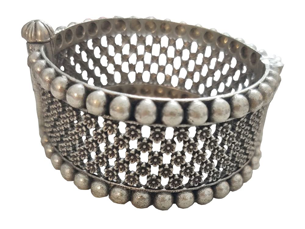 Fuschianet Accessories Oxidized Brass Openable Bangle Kada for Women and Girls (Cutwork) (B09B77PC26) Amazon Price History, Amazon Price Tracker