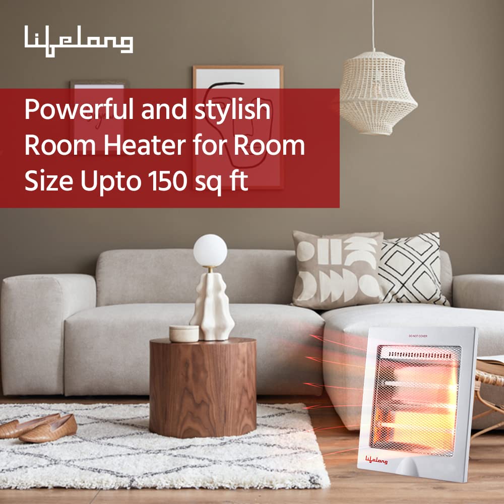 Lifelong Regalia 800 Watts Quartz Room Heater for Home with 2 Power settings, ISI Certified, 2 Rod Heater for Room |Cord Length 1.5 Meter| 1 Year Manufacturer's Warranty (LLQH922, White) 3