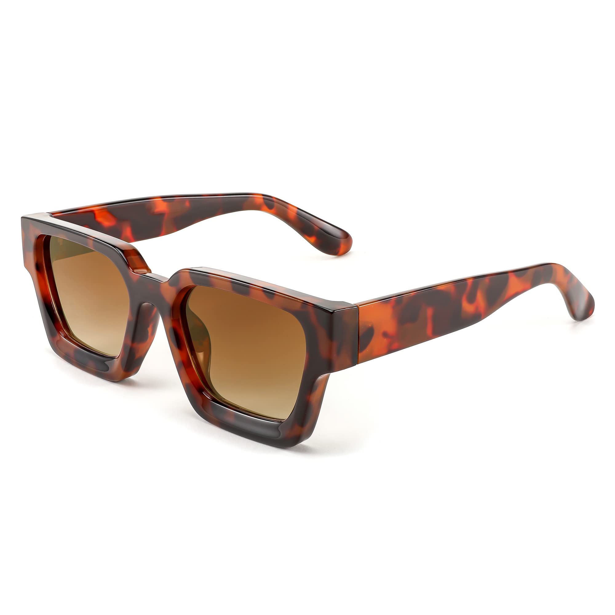 FEISEDY Retro 90s Square Sunglasses for Women Men Trendy Chunky Rectangle Sunglasses UV400 Protection B2385