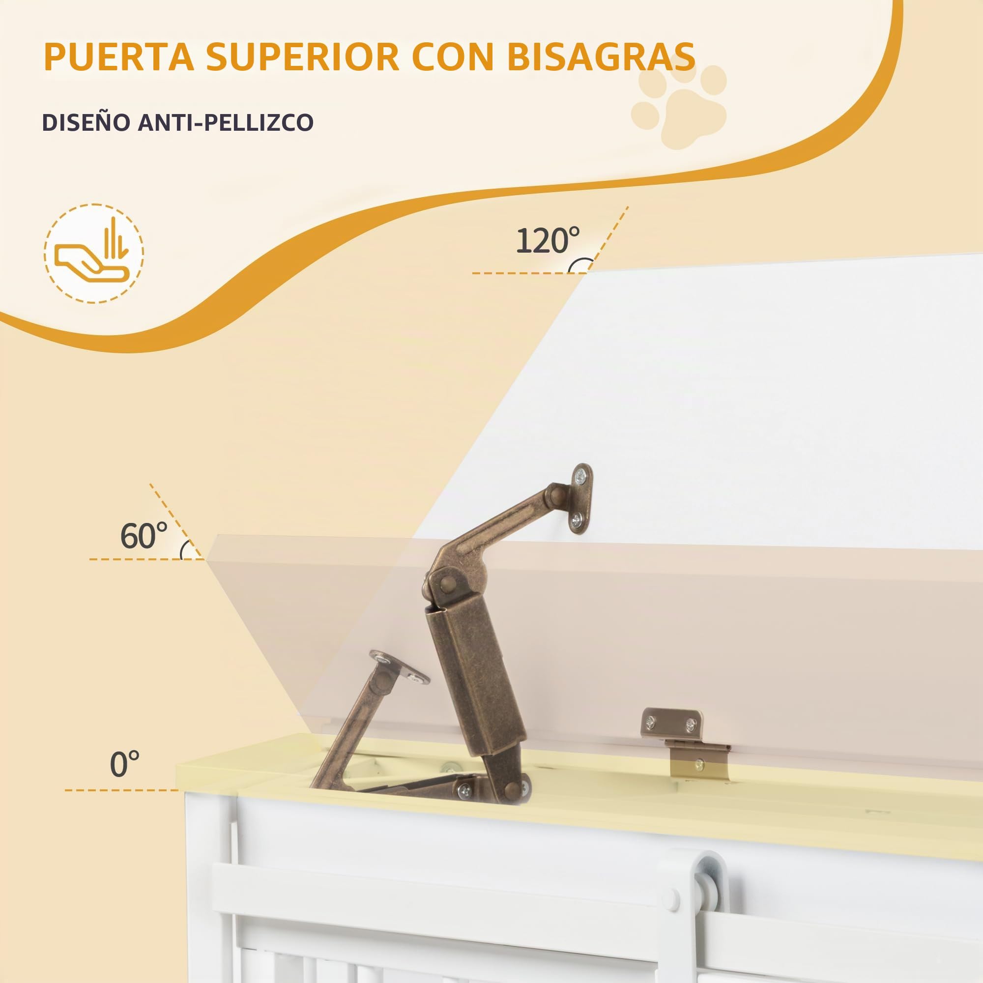 Hzuaneri Jaula para Perros Corner Flip, Jaula para Perros con Cojín y Puertas Correderas, Jaula de Madera para Perro, Medianos y Pequeños, 107 x 59,6 x 64 cm, Blanco DFC85903W