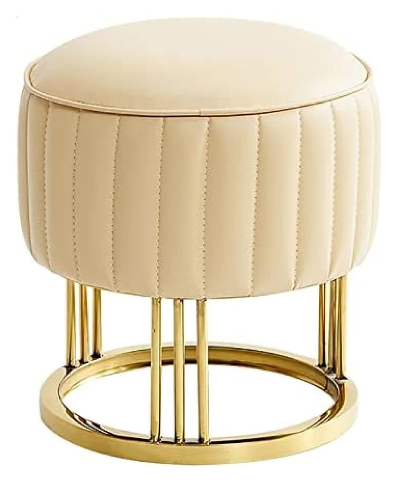 Repose-pieds ottoman en cuir de qualité supérieure avec une élégante base dorée circulaire