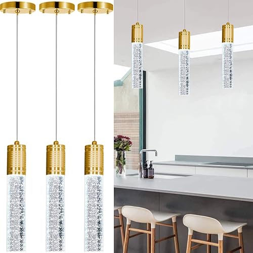 Miniatura 16 de Lámpara colgante moderna para isla de cocina, lámpara colgante Crytstal para isla de cocina, mini lámpara de araña cromada con bombilla de luz