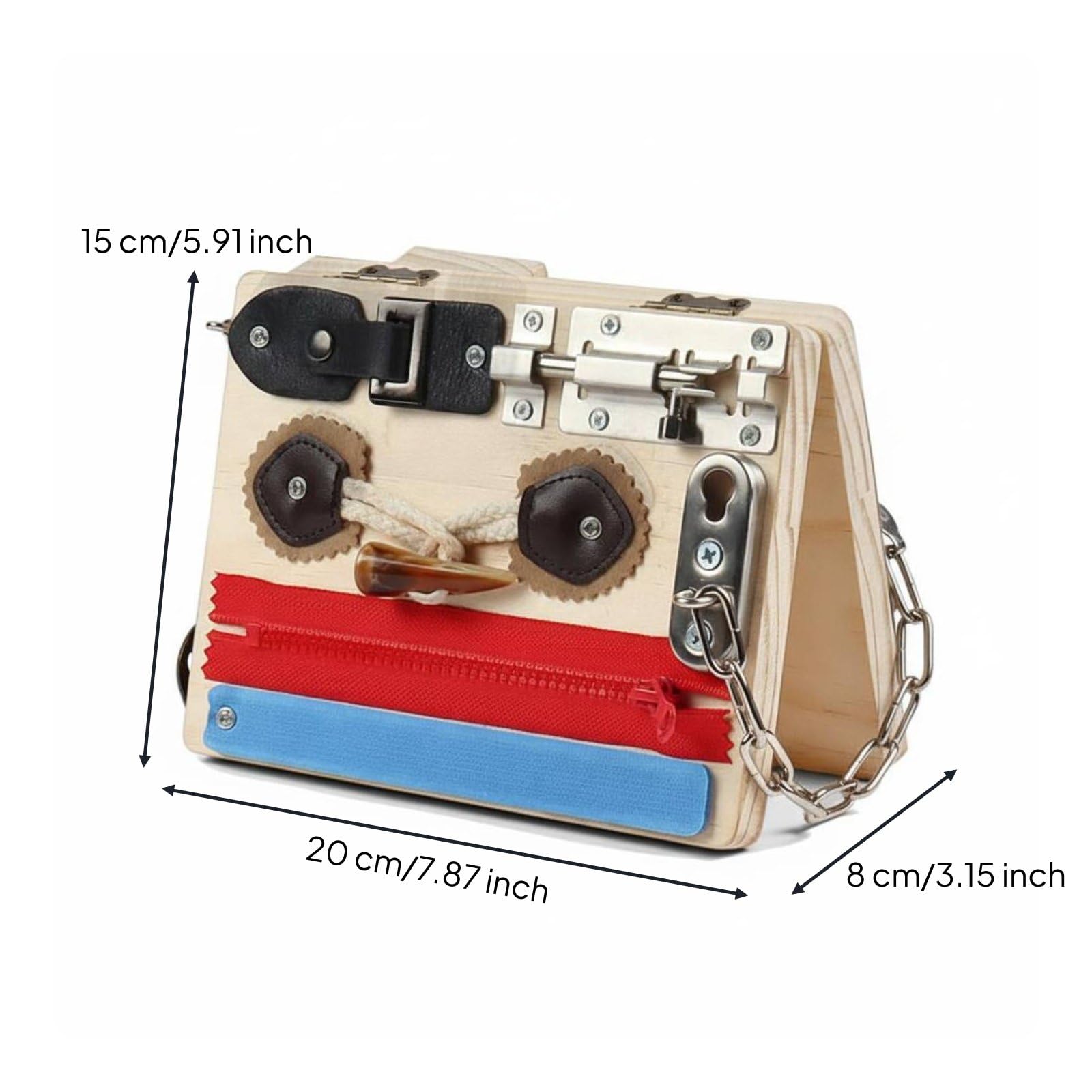 Children Learning Board Tablero Educativo Infantil de Actividades Sensorial de Madera con Zippers Botones y Hebillas