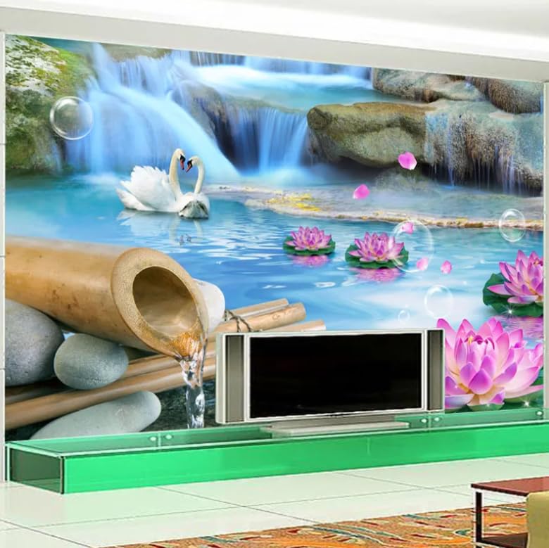 Papier peint photo 3D paysage naturel pour habiller le mur du salon TV