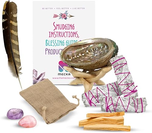 Kit de limpieza y manchas para el hogar para limpiar una casa de energía negativa palos para curación incluye salvia blanca palo abulón y soporte