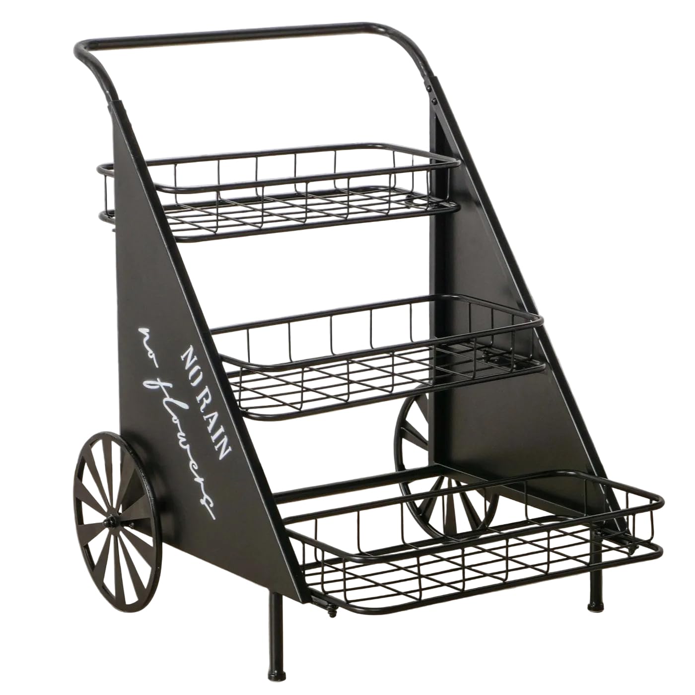 MF Blumentreppe Bayou aus Metall, Schwarz, Industrial Stil, 3 Ebenen mit Drahtkörben, 51 x 64 x 77 cm