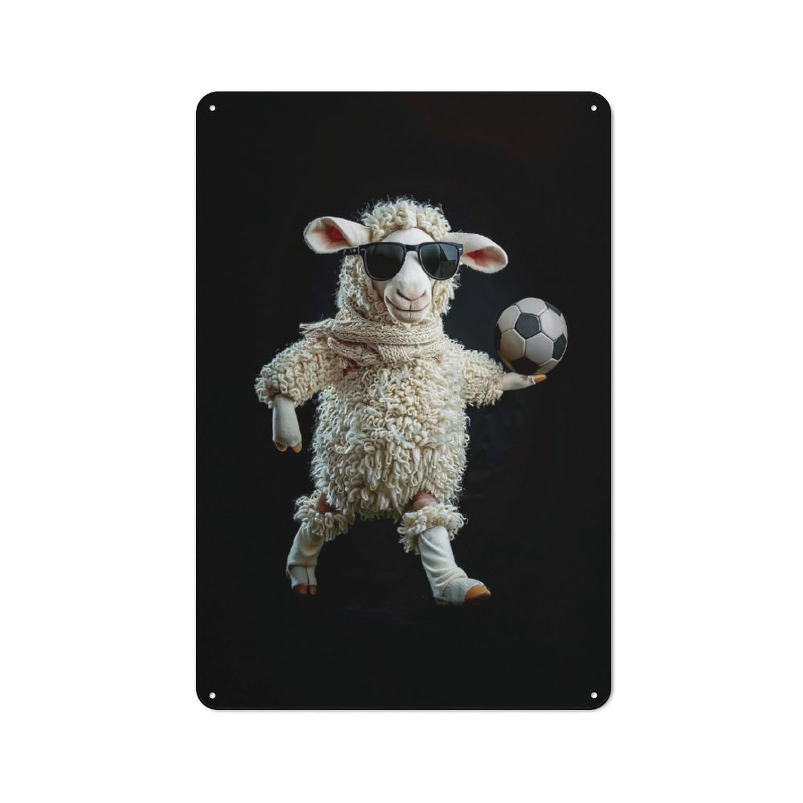Junmoney Sheep With Soccer Ball Vintage Metal Sign 30X20cm, Bistro Style Bistro Wall Plaque For Tea Room, Shop Wall Or Breakfast Area