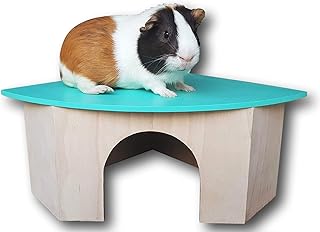 Piggies Choice The Space House All Natural Large Wooden Corner Hideout Hidey Guinea Pig Hut
