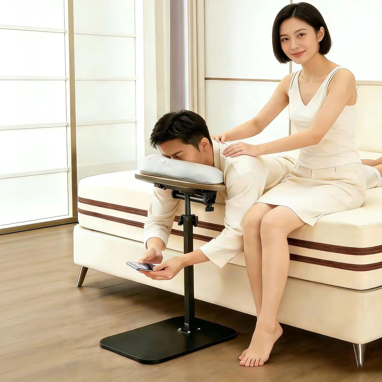 Massage Headrest for Bed Sofa Home Massage Stand with Memory Foam Face Pillow, Bedside Home Massage Bed, 17.7-31inch Height Adjustable Easy to Install Recovery After Eey Surgery