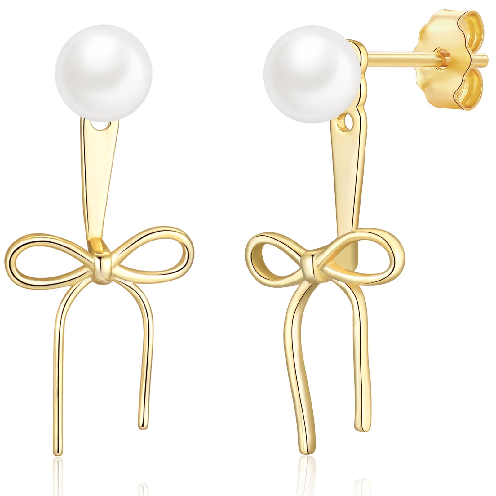 WOVEE Schleife Ohrringe Stecker Perlen Ohrstecker Gold