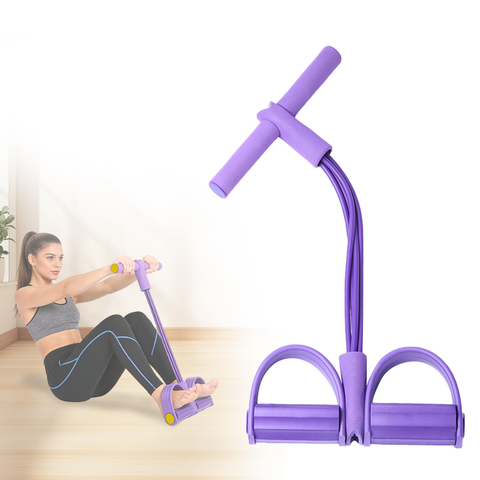 6-Tube Pedal Resistance Band with Handles - Sit Up Pull Rope for Full Body Workout, Home Gym Training, Yoga, and Pilates | Abdominal, Leg, Arm, Waist Toning & Slimming Equipment (Purple) — image 1