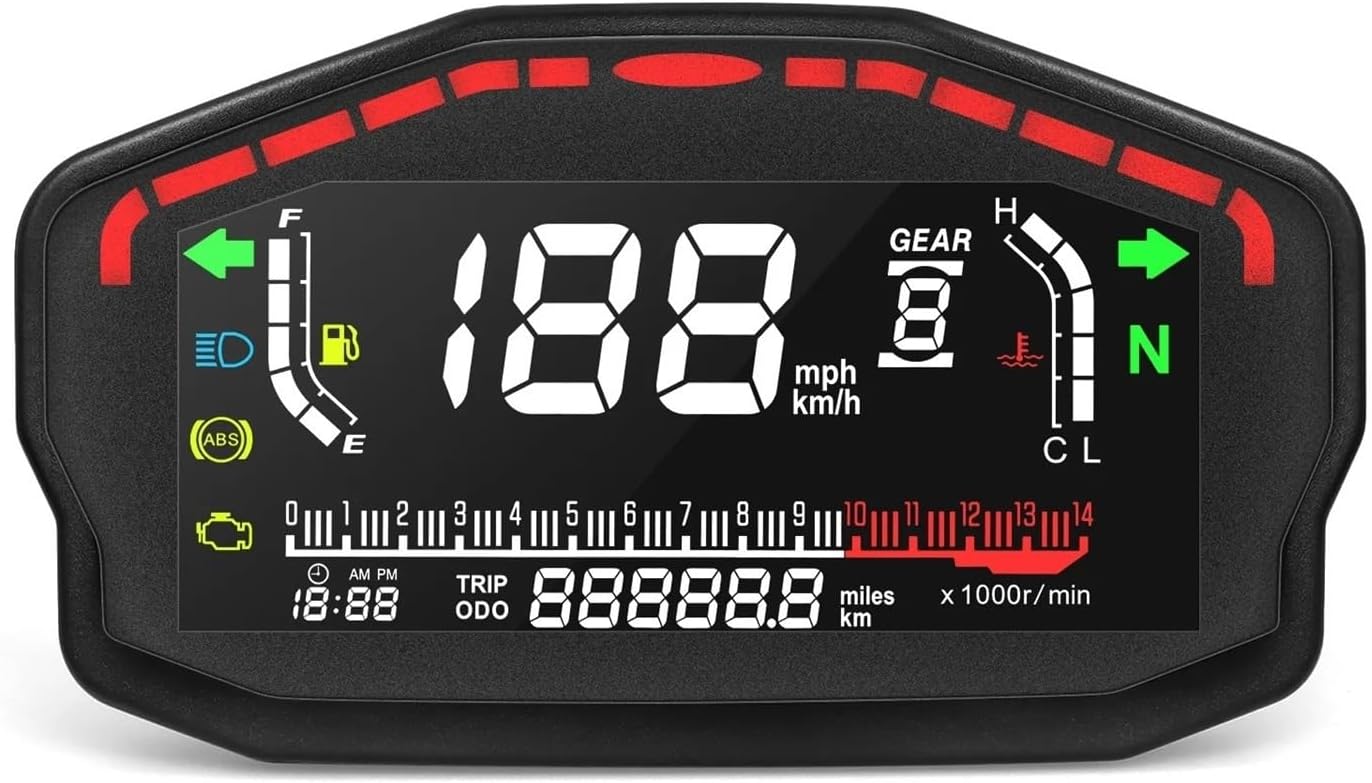 Motorbike Digital Tachometer Motorcycle Thermometer Digital 12V Speed Meter Tachometer Universal Board Motorcycles Dashboard Adjust Odometer