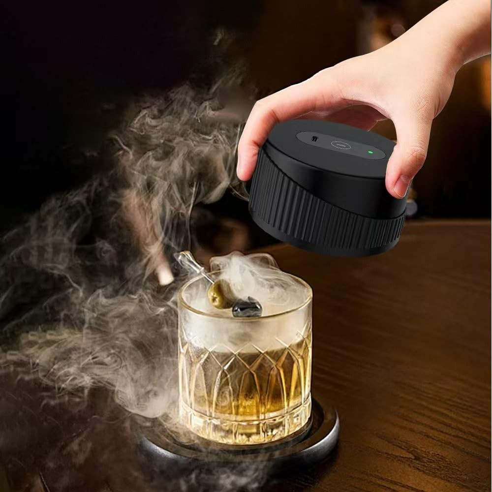 Kit affumicatore elettrico per whisky, con 6 trucioli di legno, kit per affumicatore per cocktail ricaricabile, accendino integrato, non necessita di butano, regalo per compleanno, Natale,