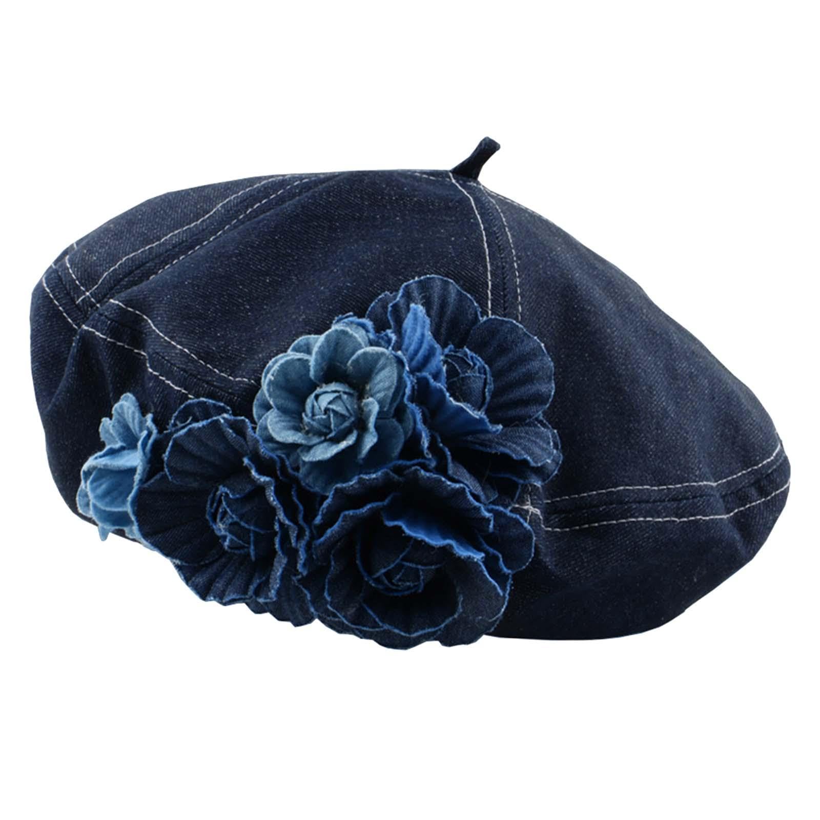 Women Beret Hat Gift Stylish Decor Denim Hat For Traveling Vacation Birthday | Womens Accessories | Hats-image-30