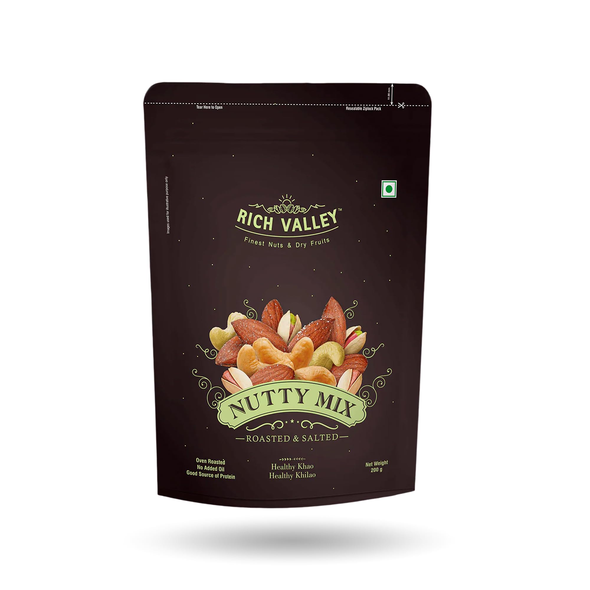 Rich Valley Nutty Mix 400g | Premium Mixed Nuts & Dry Fruits | Healthy Snack with Almonds, Cashews, Pistachios & Raisins | Protein Rich Evening Snack | Roasted Nut Mix-image-26