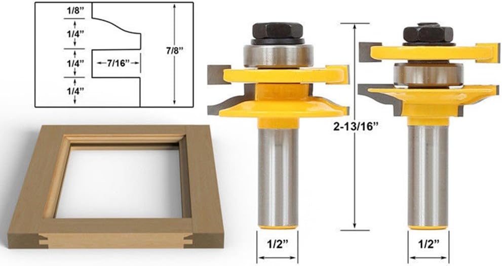 2pcs Wood Splice Tenon Mortise Bit Wood Cutting Groove Woodwork Tongue
