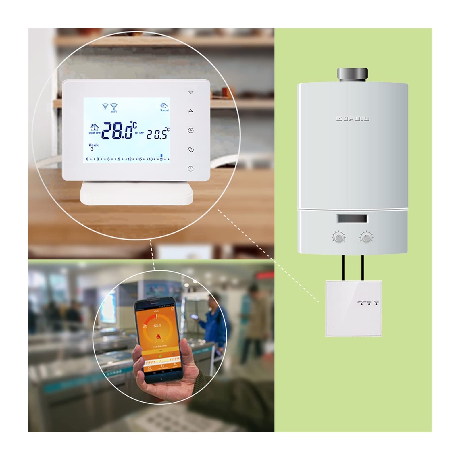 Cyfrowy higrometr termometr wewnętrzny Bezprzewodowy Rf. WIFI Smart Termostat do regulatora temperatury kotła gazowego Usb. Postępowanie z zasilaniem Z wyświetlaczem LCD
