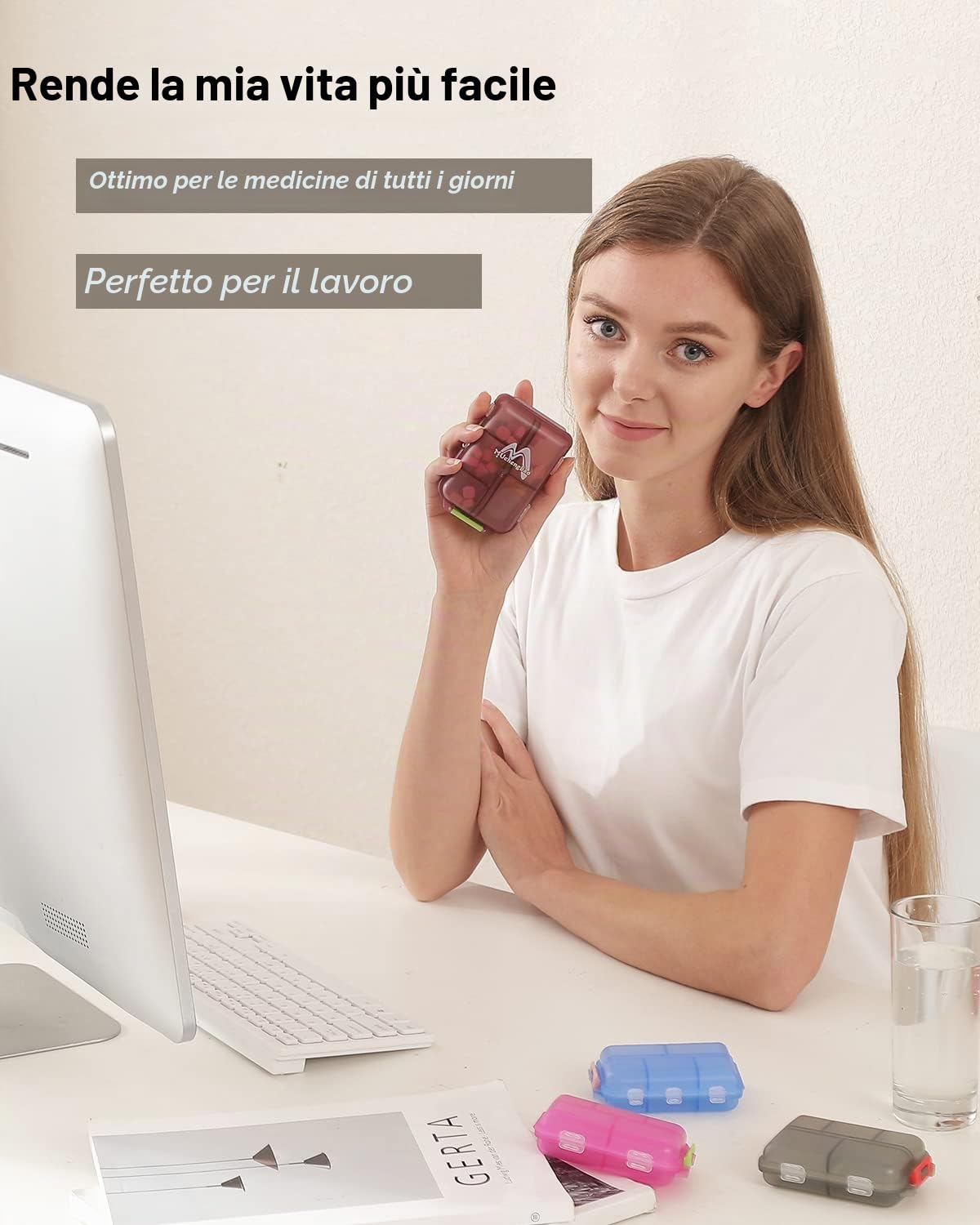 M MUchengbao 4PS organizzatore di pillole da viaggio, 10 scomparti portatile, scatola pieghevole per farmaci quotidiani