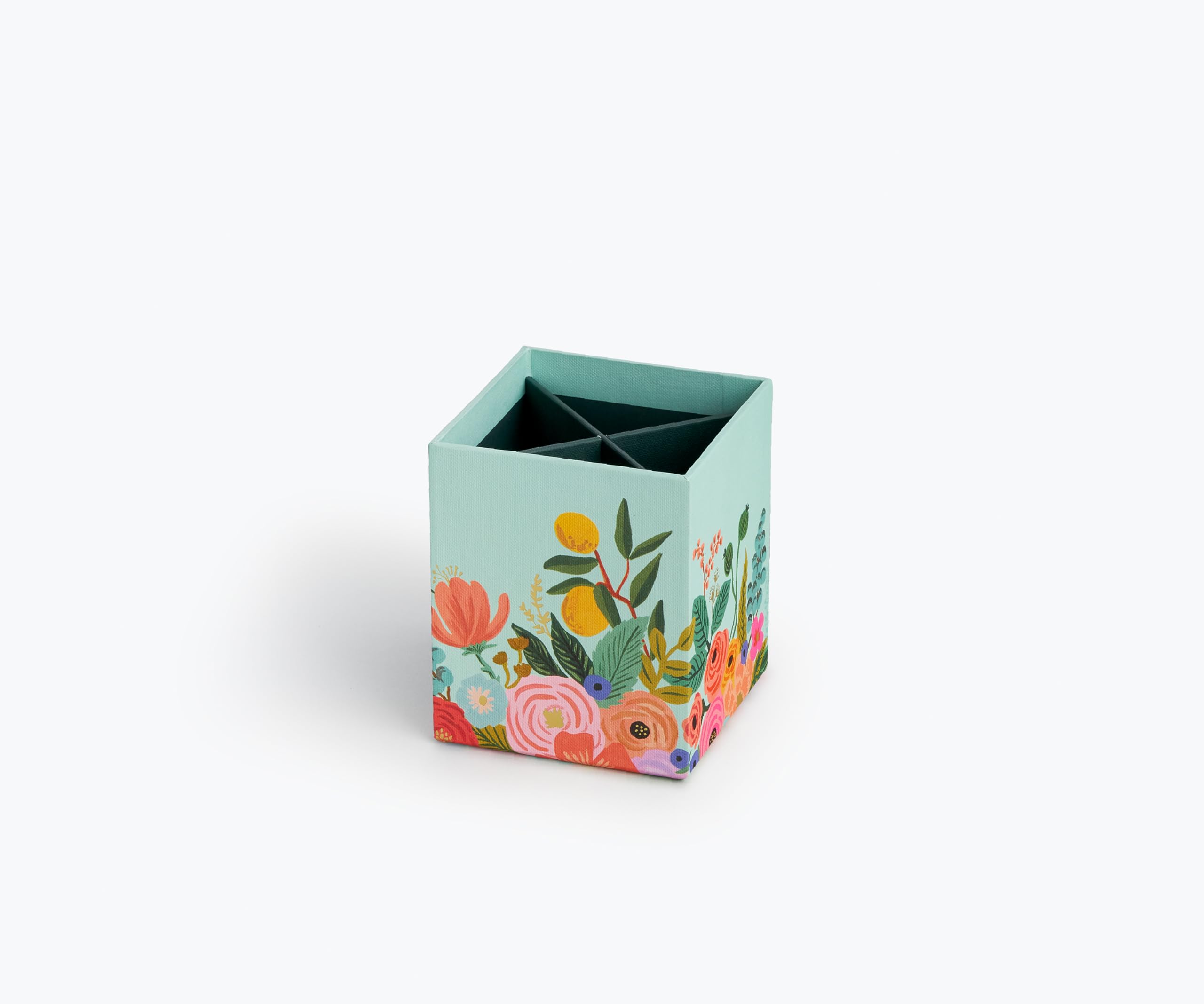 RIFLE PAPER CO. Pencil Cup | Features Full Color Illustrated Print and Metallic Gold Foil Accents, Removable Dividers to Keep Things Organized (3.5