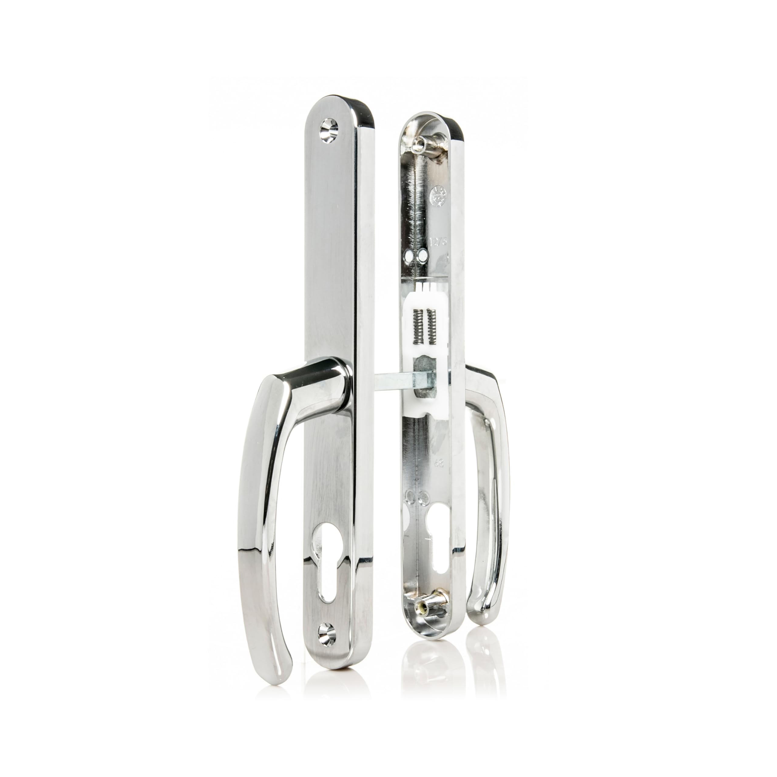 Tss Polished Chrome Upvc Door Handles Set Suits Fullex Locks - Lever/Lever - 68Mm Pz (Centres) - 215Mm Screw To Screw - Backplate 245Mm X 34Mm - Upvc, Replacement Pvc Handles (Polished Chrome)