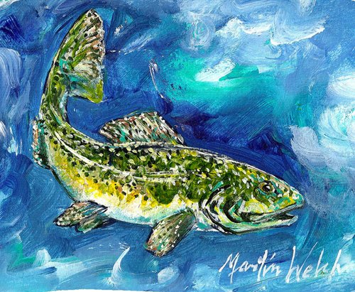 Caroline's Treasures MW1181PINT Trout Fish 16 ounce Mixing Glass Pint Glass for Beer, Margaritas, Sodas and More, Restaurant Quality Glassware