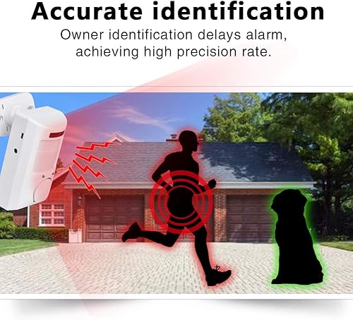 Miniatura 4 de Sistema de alarma, alarma de entrada de seguridad para el hogar, detector de alarma con sensor de movimiento PIR, sensores infrarrojos de 105 dB,