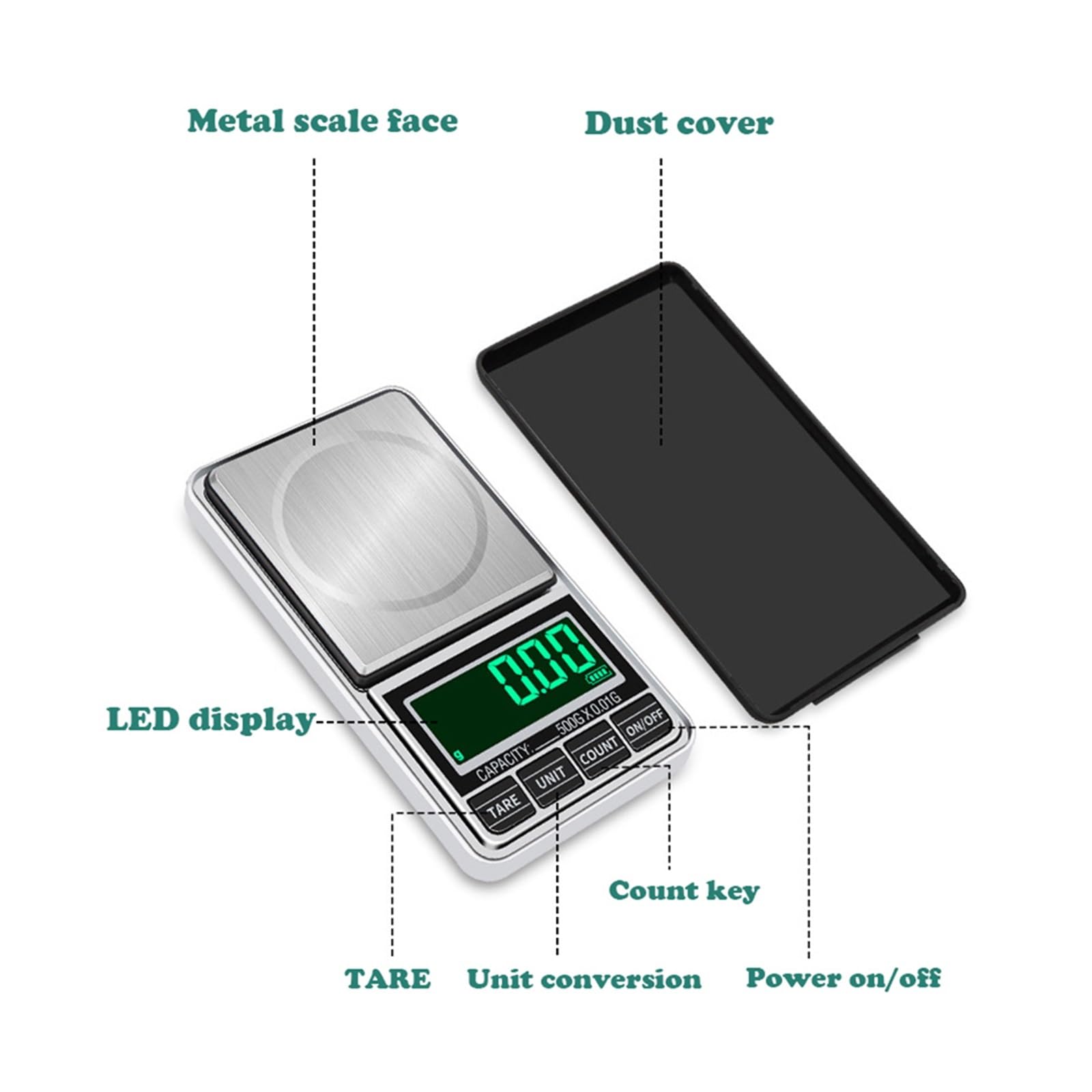 Balanzas Electrónicas Digitales For Joyería, Herramientas Portátiles De Pesaje Bolsillo Alta Precisión For Cocina, Alimentadas Por USB Medición Precisa Esfuerzo(100g 0.01g)