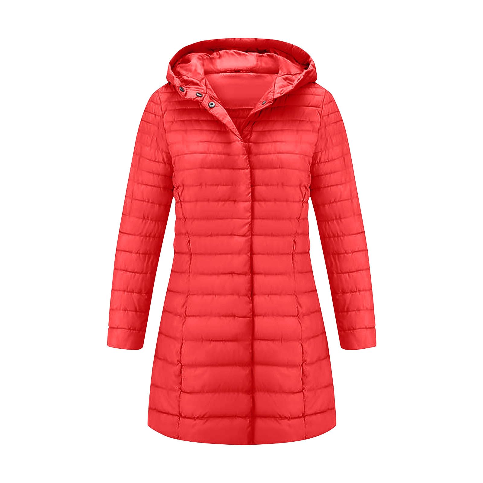 Doudoune légère pour femme – Doudoune à capuche pour femme, manteau d'hiver long en coton doux, rembourré matelassé, coupe-vent, résistant à l'eau, isolé, pour la marche et la randonnée