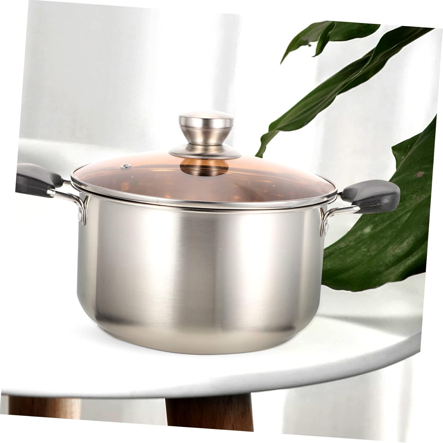 Cabilock Stainless Steel Soup Pot Double Side Handles Induction-ready Stockpot for Cooking Noodles and Soups and Easy to Clean