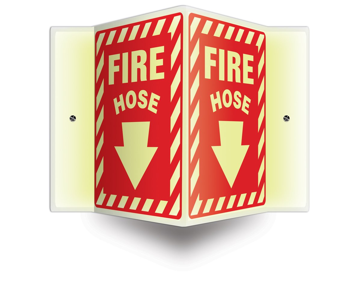Panneau incendie 3D phosphorescent visible dans le noir complet - 3
