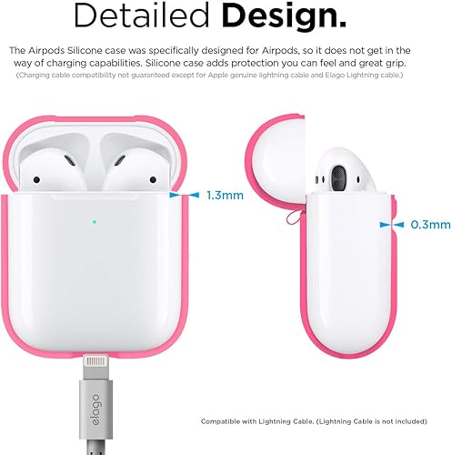 Miniatura 7 de elago Funda protectora de silicona compatible con Apple AirPods 2 funda de carga inalámbrica, LED frontal visible, revestimiento antideslizante en