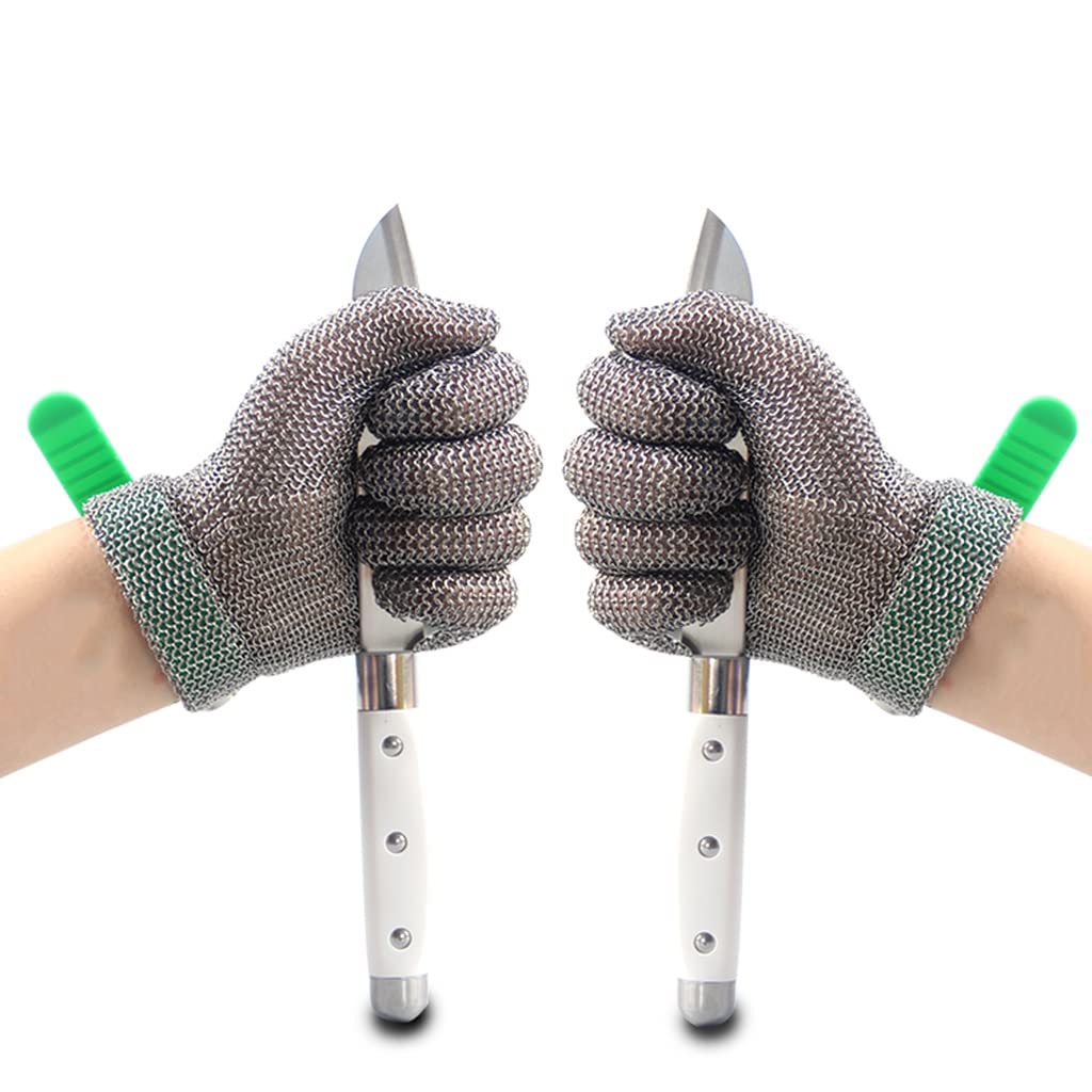 Guantes Resistentes al Corte de Metal de Grado alimenticio, Guantes de Trabajo Antideslizantes de protección de Clase 9 (Size : 2pcs/XXS)