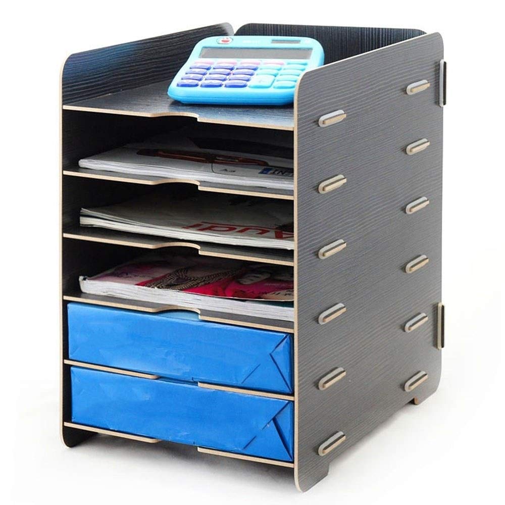 Organizador de escritorio de madera gris de 240 x 320 x 350 mm con 6 soportes