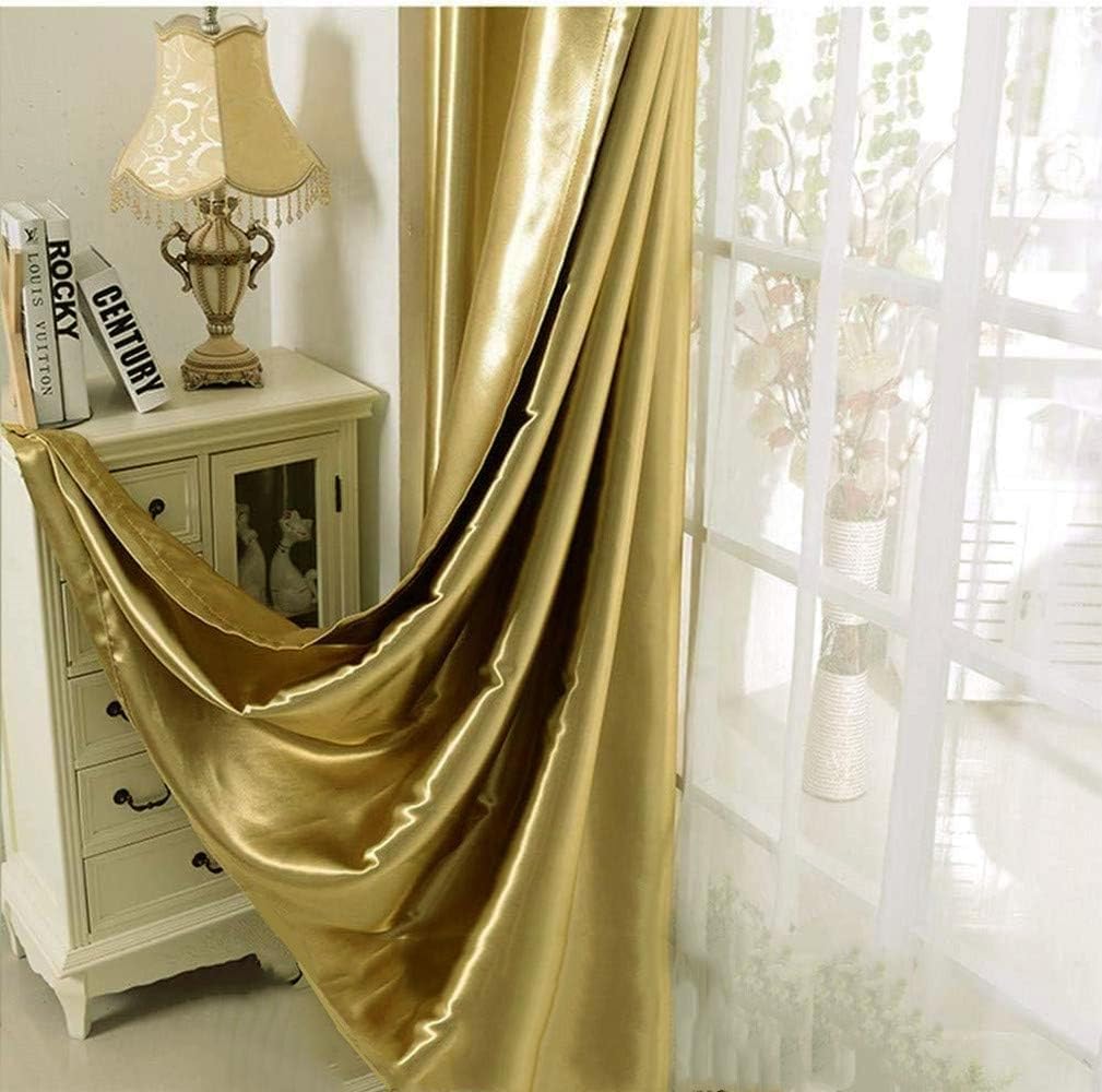 MYRU Elegante Vorhänge mit Bleistiftfalten, verdunkelnd, glänzender Stoff für Wohnzimmer und Schlafzimmer, 2 Paneele, 168 x 228 cm, luxuriöse goldene Vorhänge)