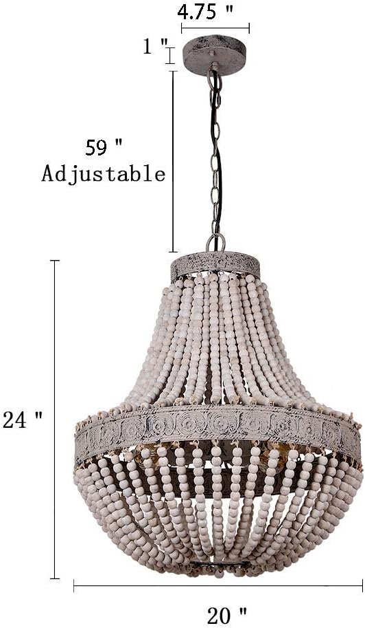 Blасk Frіdау - 50% оƒƒ Anmytek Metal and Circular Wood Bead Chandelier Pendant Three Lights Grey White Finishing Retro Vintage Industrial Rustic Ceiling Lamp Light Blасk Frіdау - 80% оƒƒ Anmytek Metal and Circular Wood Bead Chandelier Pendant Three Lights Grey White Finishing Retro Vintage Industrial Rustic Ceiling Lamp Light