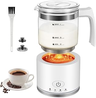 4-in-1 Milk Frother Electric, Automatic Milk Frother 500ML, Auto Shut-Off, Silent Operation, Hot & Cold Milk Warmer for Coffee, Latte, Cappuccino