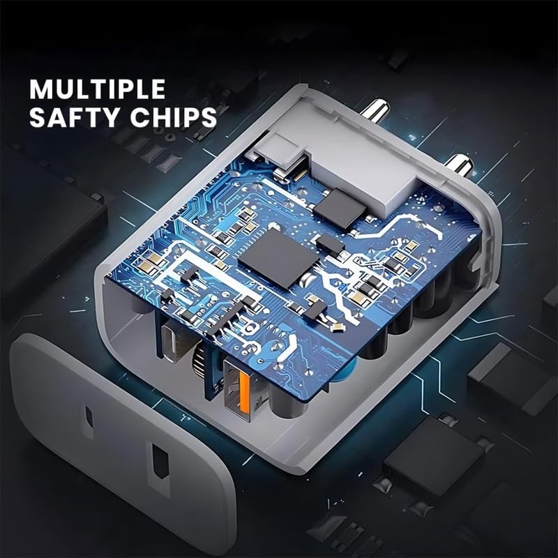 Image of 45W Dual Port GaN Charger, USB & Type C Port with QC & PD Technology Compatible with MacBook & Type-C Laptop Charging, iPhone, iPad, Samsung, Redmi, Mi, Oneplus, Oppo, Vivo - KF