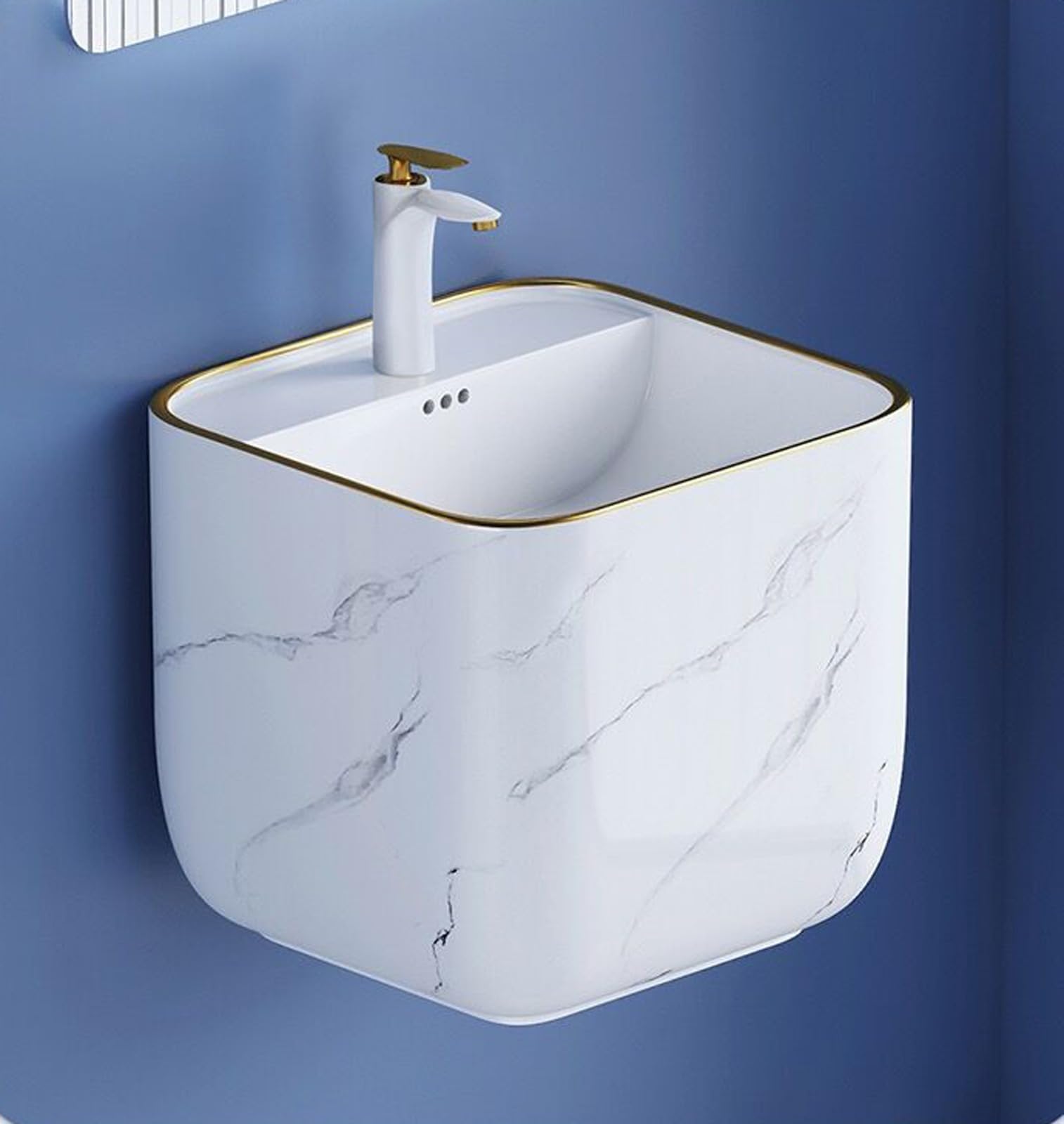 BASIN WORLD Ceramic Wall Mount/Wall Hung Half Pedestal Wash Basin Bathroom Basin Sink For Bathroom & Livingroom (18 X 18 X 15 Inch) NC-479 (B0D6W5T4MJ) Amazon Price History, Amazon Price Tracker