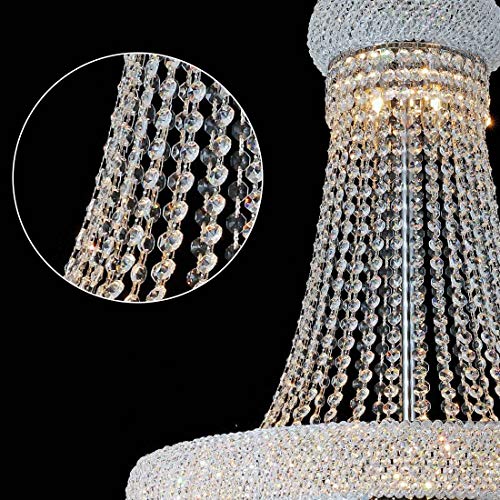 image for BEIRIO 13-Lights Chrome Finish Classic Empire Style K9 Crystal Chandel