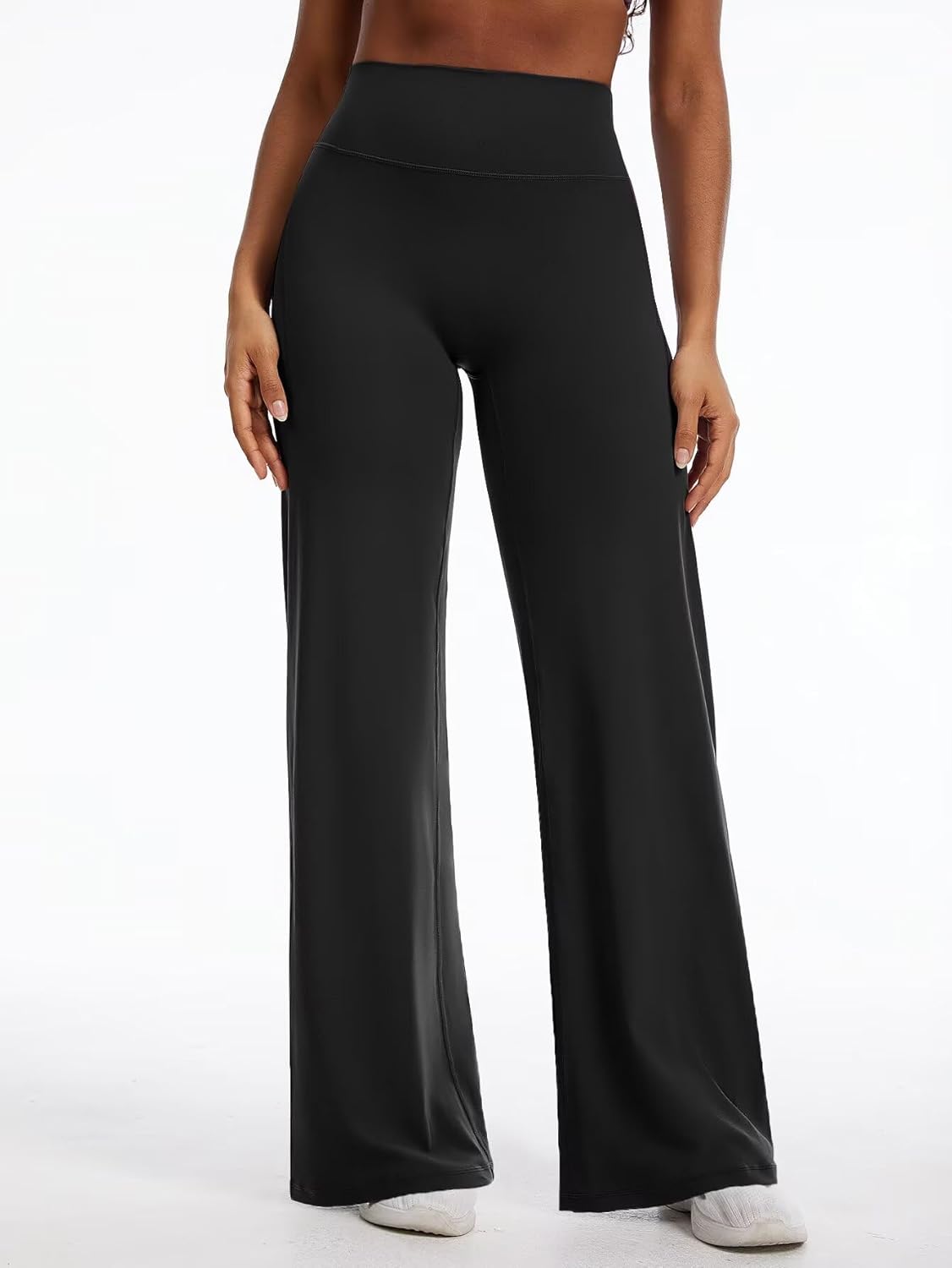 Flamingals Straight Leggings for Women High Waisted No Front Seam Hidden Scrunch Workout Gym Pants 32" Wide Leg Yoga Pants - Image 2